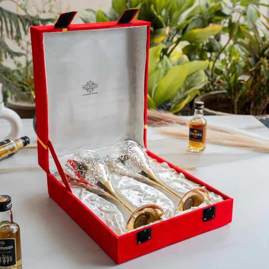 Silver Plated Designer Champagne Glass with Stand, Barware, Serveware