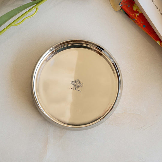 Steel Curved Halwa Plate|Serving Food Dishes|Home Hotel Restaurant|Diameter 12 cm