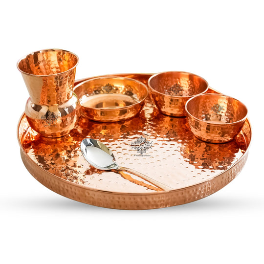 Pure Copper  Hammered  Design, 6 Pieces Dinner Set
