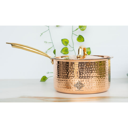 Copper Steel  Hammered  Sauce pan with Tin Lining - Serveware & Cookware
