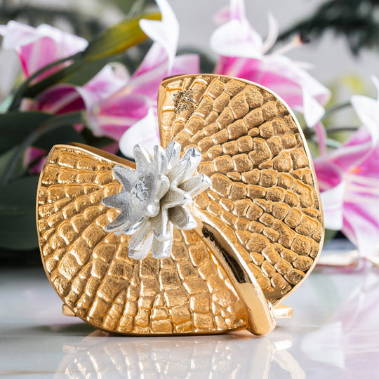 Brass Finish Lotus Flower Design Tissue/Napkin Holder – Stylish Table Accessory