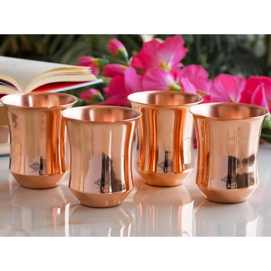 Pure Copper Plain & Hammered Design Glass, Drinkware, Tableware, Heavy Weight with 200 Grams