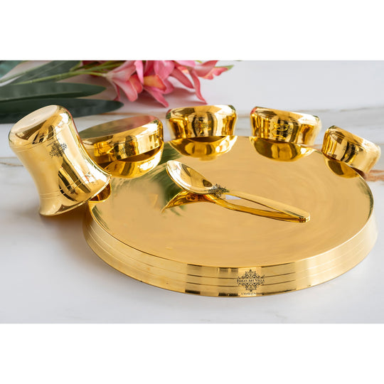 Luxury Brass 7 Piece Dinner Set with Gold Finish