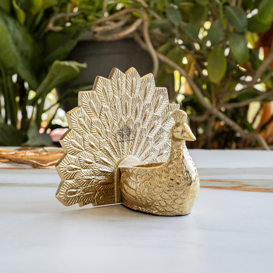 Peacock Gold Finish Showpiece - Decorative Holder