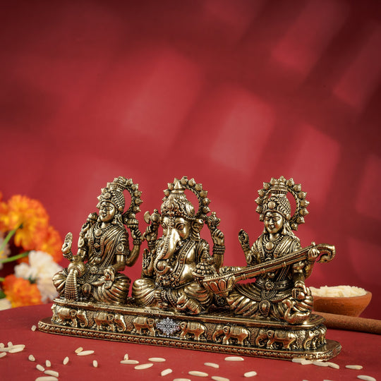Pure Brass Ganesh Ji Murti With laxmi Ji