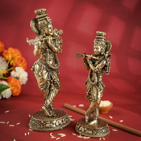 Pure Brass Krishna ji Murti With Tribhanga Pose for Pooja