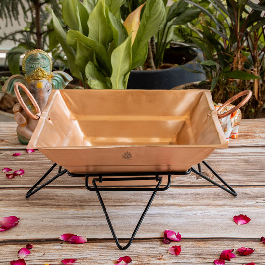 Pure Copper Hawan Kund With Handle On Both Side, For Yagya, Hawan & Poojan Purpose