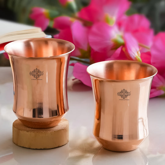 Pure Copper Plain & Hammered Design Glass, Drinkware, Tableware, Heavy Weight with 200 Grams