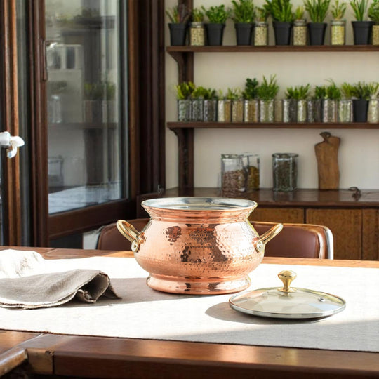 Pure Steel Copper Hammered  Biriyani Handi With Inside Tin Lining- Cookware