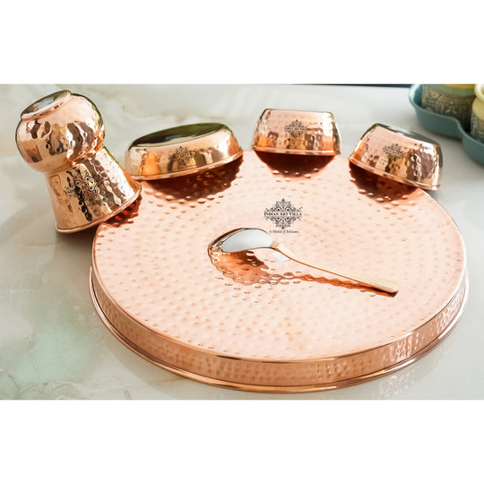 Pure Copper  Hammered  Design, 6 Pieces Dinner Set