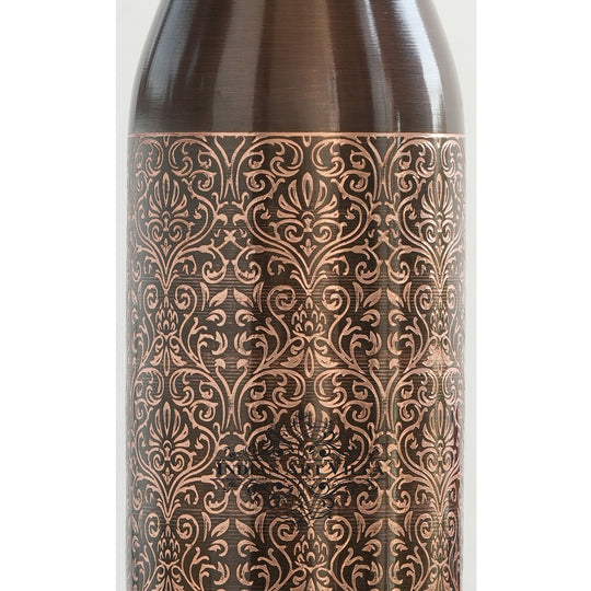 Pure Copper Bottle with Antique Dark Embossed Design, 900ml