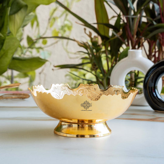 Handcrafted Pure Silver Plated Gold Polished Designer Bowl with Red Gift Box