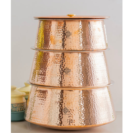 Antique style Indian Art Villa pure copper handi with tin lining and elegant lid suitable for kitchen