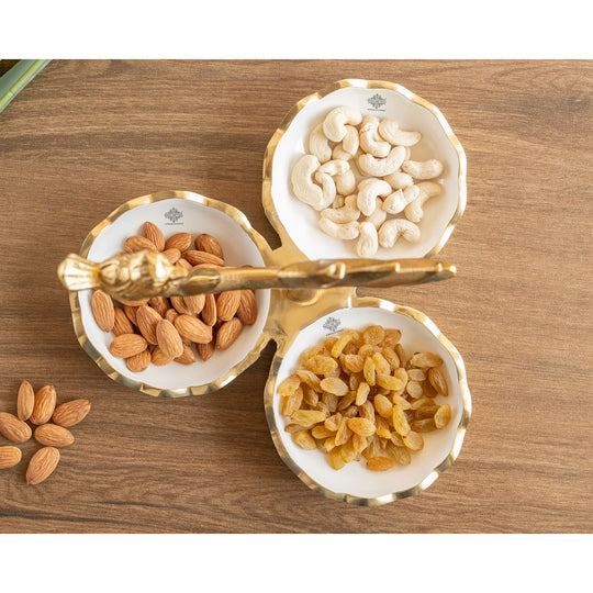 Brass Finish Bird Design Decorative Dry Fruit Bowl