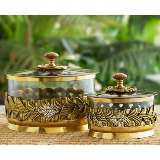 Brass Decorative Dry Fruit Bowl with Lid