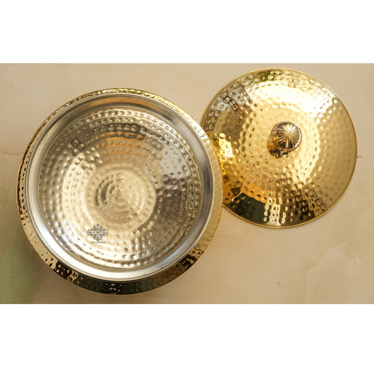 Decorative hammered pital handi polished finish dome top lid stylish cookware piece for housewarming and anniversaries