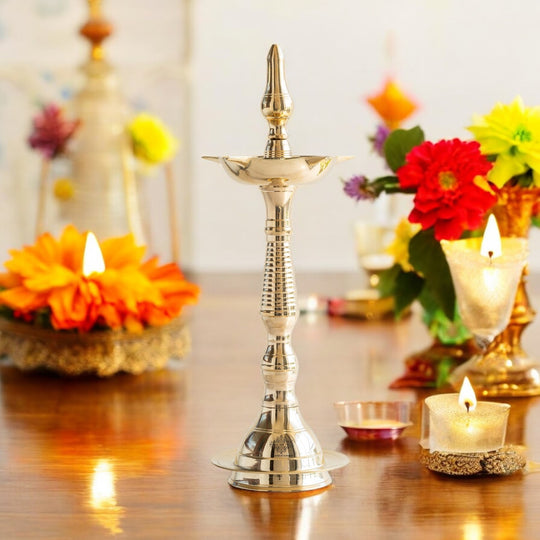 Pure Brass Stand/Pillar Diya/Deepak/Lamp/Lantern With Dome Design, Pooja, Home Decor & Diwali Gift Item