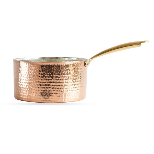 Copper Steel  Hammered  Sauce pan with Tin Lining - Serveware & Cookware