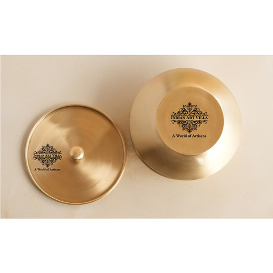 Pure Brass Designer Matt Finished Handi with Lid, Tableware, Serveware, 12cm