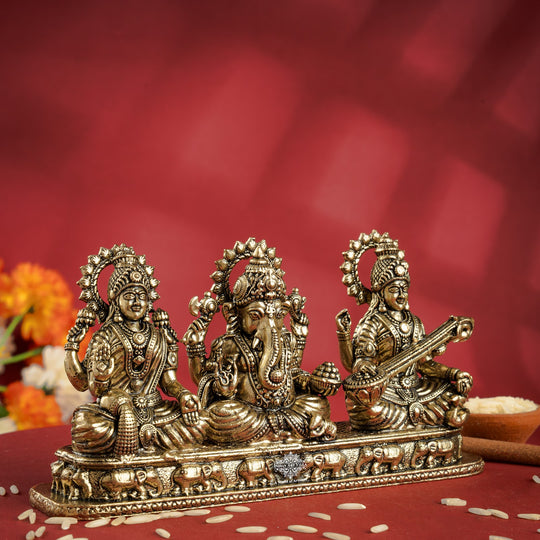 Pure Brass Ganesh Ji Murti With laxmi Ji