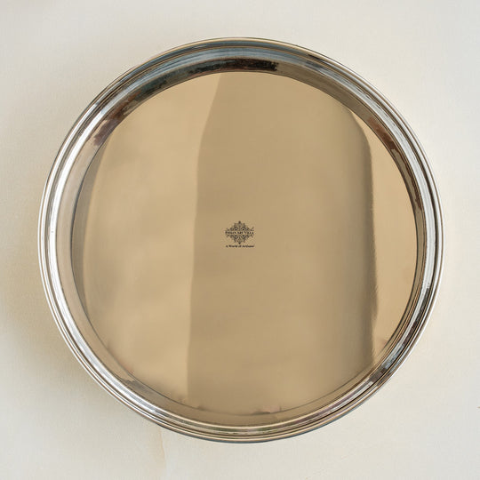 Pure Steel Brass Hammered Designer Plate, Thali, Serveware, Dinnerware, 34.04 cm