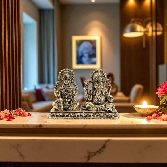 Pure Brass Ganesh Ji Murti With laxmi Ji