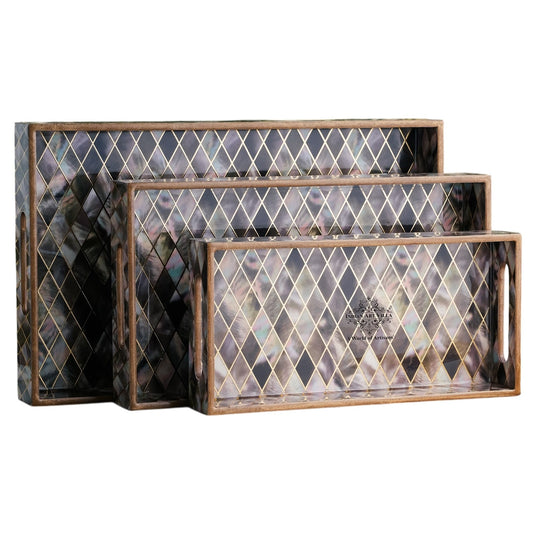 Wooden Tray Set of 3  Handcrafted Multipurpose Decorative Serving Platters