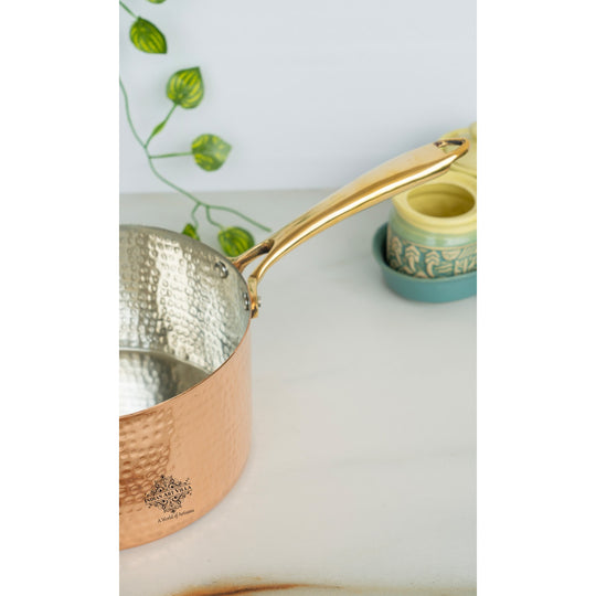 Copper Steel  Hammered  Sauce pan with Tin Lining - Serveware & Cookware