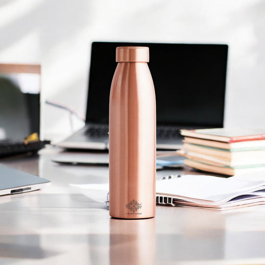 Pure Copper Water Bottle with Plain Matte Finish Design