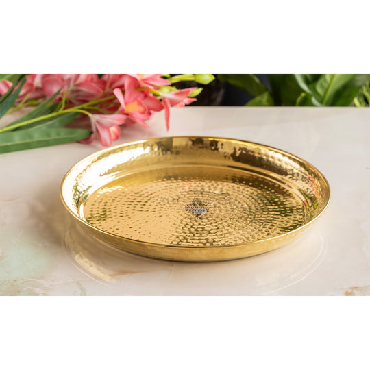Pure Brass Hammered Plate/Thali - A Timeless Blend of Craftsmanship and Elegance Tableware| Dinnerware