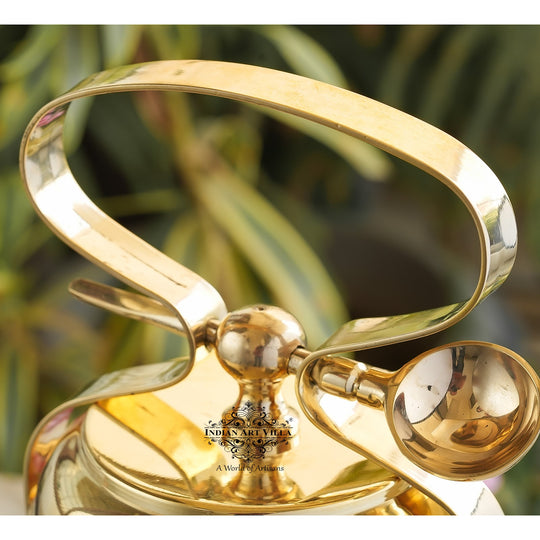 Brass Vintage Design Plain Tiffin with Tin Lining, Traditional Tiffin Box with Spoon, 3 Piece