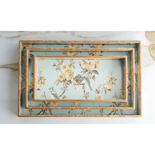 Wooden Tray Set of 3  Handcrafted Multipurpose Decorative Serving Platters