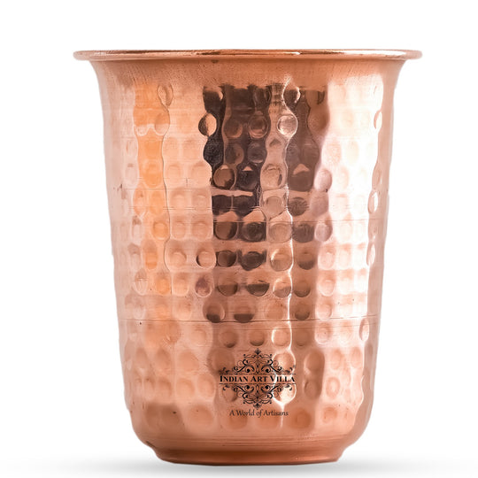 Pure Copper Hammered | Flower Design Glass 300ml