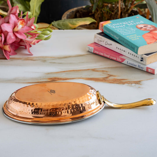 Pure Steel Copper pan Oval shape Hammered Design Serving Dishes Tableware