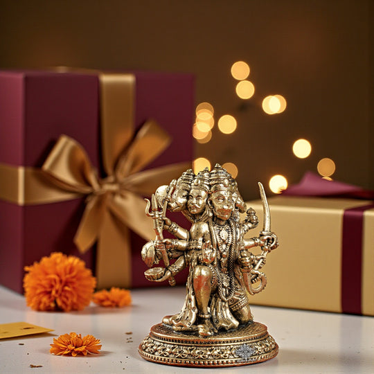 Pure Brass Panchmukhi Hanuman Ji Idol with Weapons – Spiritual Idol
