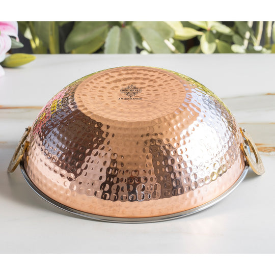 Steel copper kadhai for Indian meals