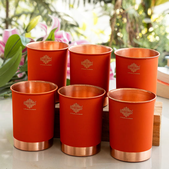 Copper tumbler for wellness drinking water routine