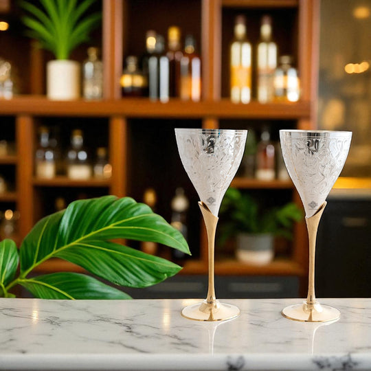 Silver Plated Designer Champagne Glass with Stand, Barware, Serveware