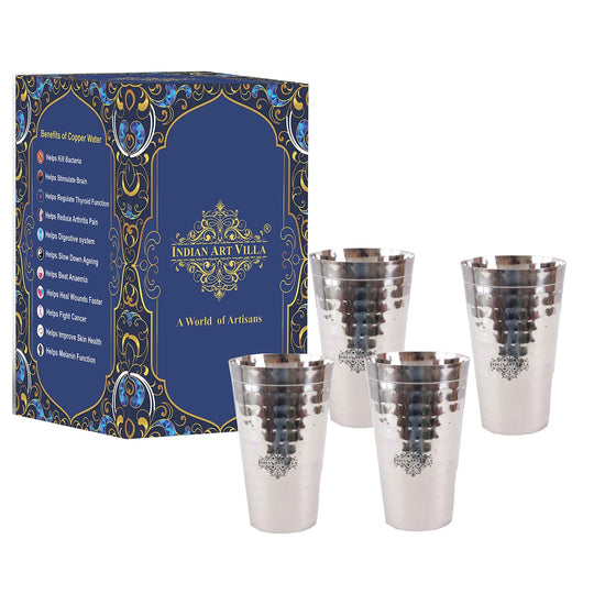 Handmade Pure Steel Hammered Design Lassi Glass Big -750 ML