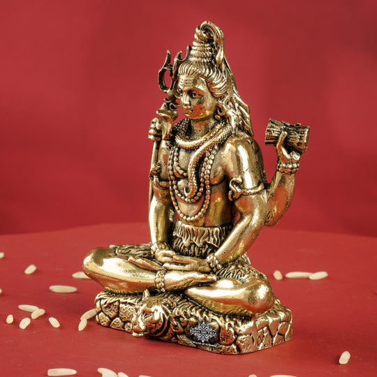 Indian Art Villa Shiv Ji murti with snake, Trishul, and cosmic drum