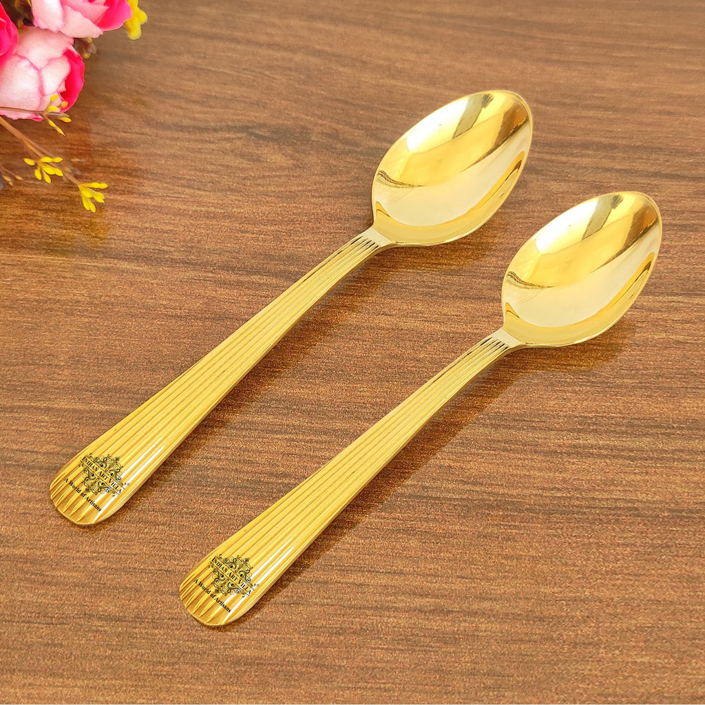 Indian Art Villa Brass Lining Spoon Tableware Serveware Home Hotel Restaurant Silver