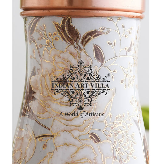Pure Copper  Bedroom Bottle, Gold Print Luxury Design- 950 ml