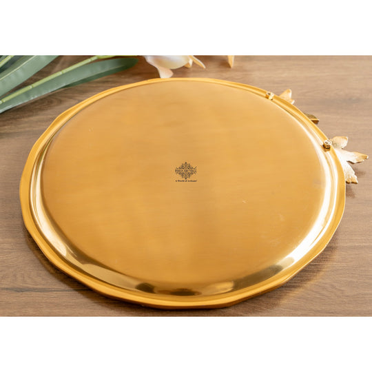 Brass Finish Flower Design Decorative Serving Platter