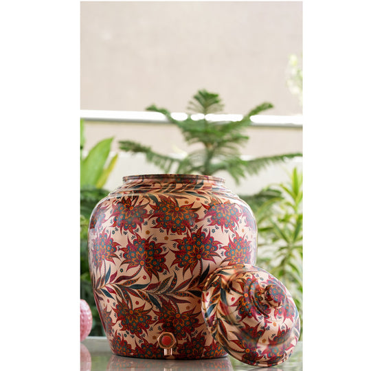 5 litre copper matka with full-body beaten texture and rounded belly – copper matka 5 litre price