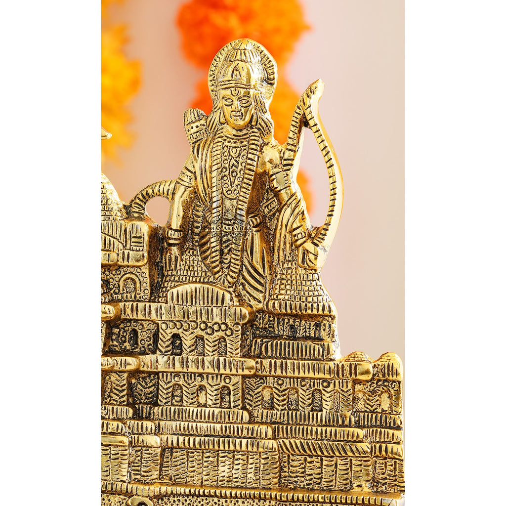 Indian Art Villa Ram Mandir/ Temple Ayodhya Model 3D Replica Handcrafted Wooden Traditional, 4.2 inch Width