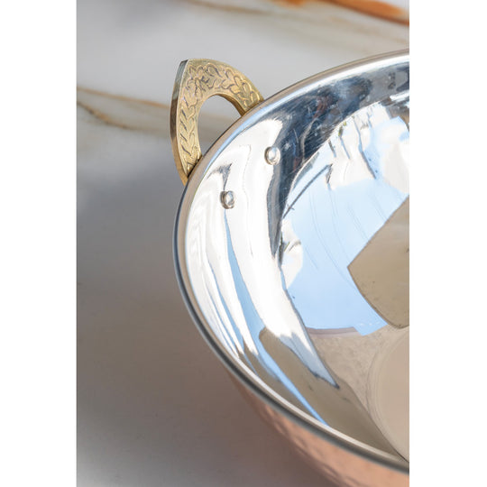 Hammered steel copper kadhai serve dish