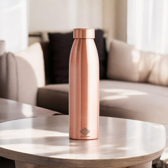 Pure Copper Water Bottle with Plain Matte Finish Design