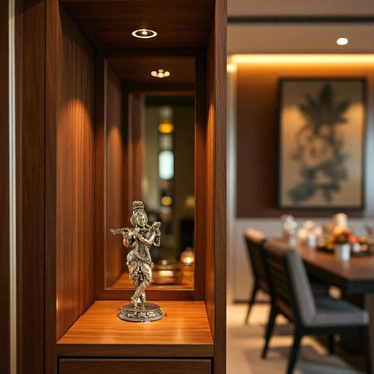 Pure Brass Krishna ji Murti With Tribhanga Pose for Pooja