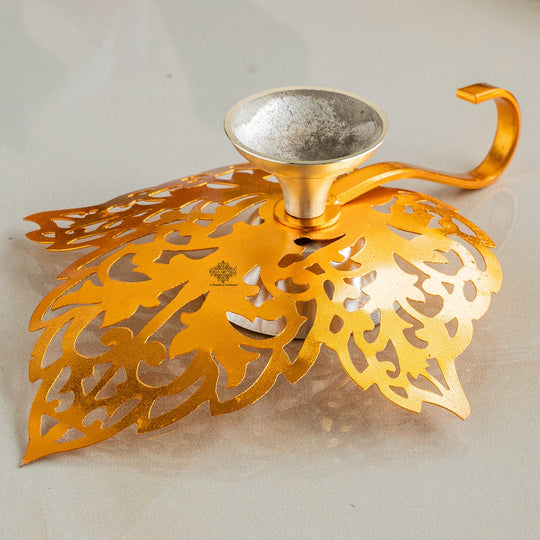Silver Plated & Gold Finish Leaf Design Akhand Diya
