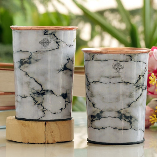 Handmade embossed copper drinkware set